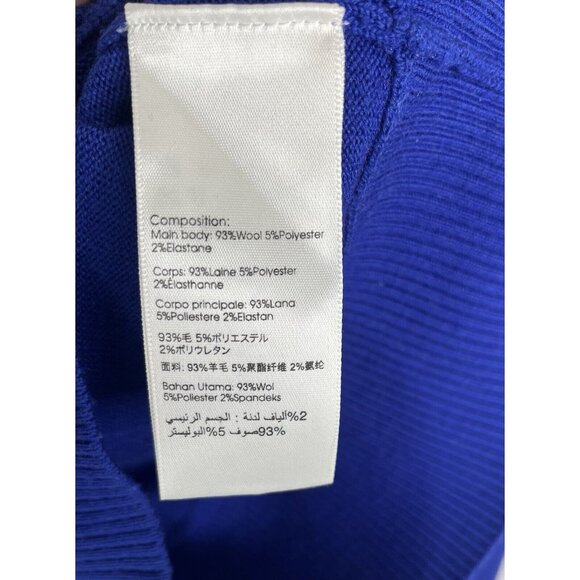 3.1 PHILILIP LIM Women's Blue HIgh Neck Floral Knit Ruffle Sleeve Sweater Small - Picture 4 of 5